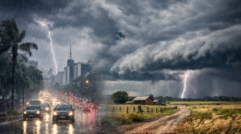 Ciclone se aproxima e causa chuva forte e tempestades em seis estados no fim de semana