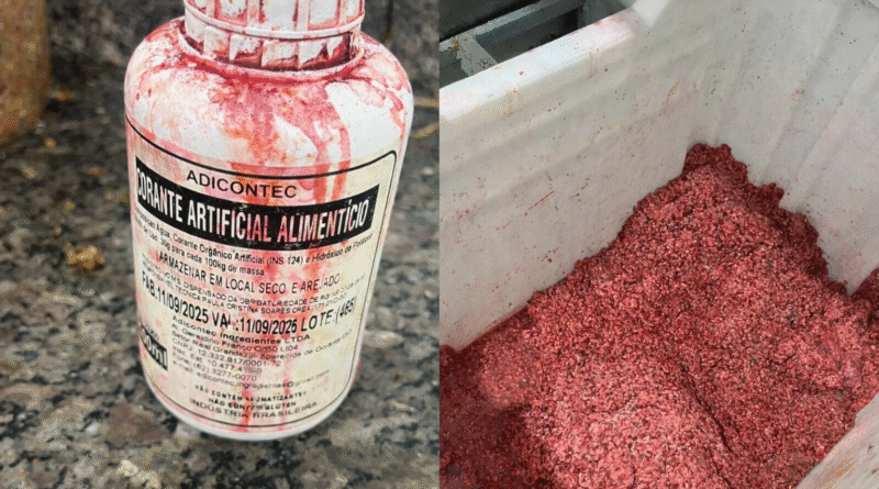 Fábrica de espetinhos com uso irregular de corantes é interditada em Goiás